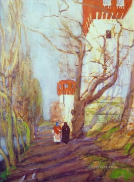 cerca del monasterio novodevichy en la primavera de 1900 Konstantin Yuon Pinturas al óleo